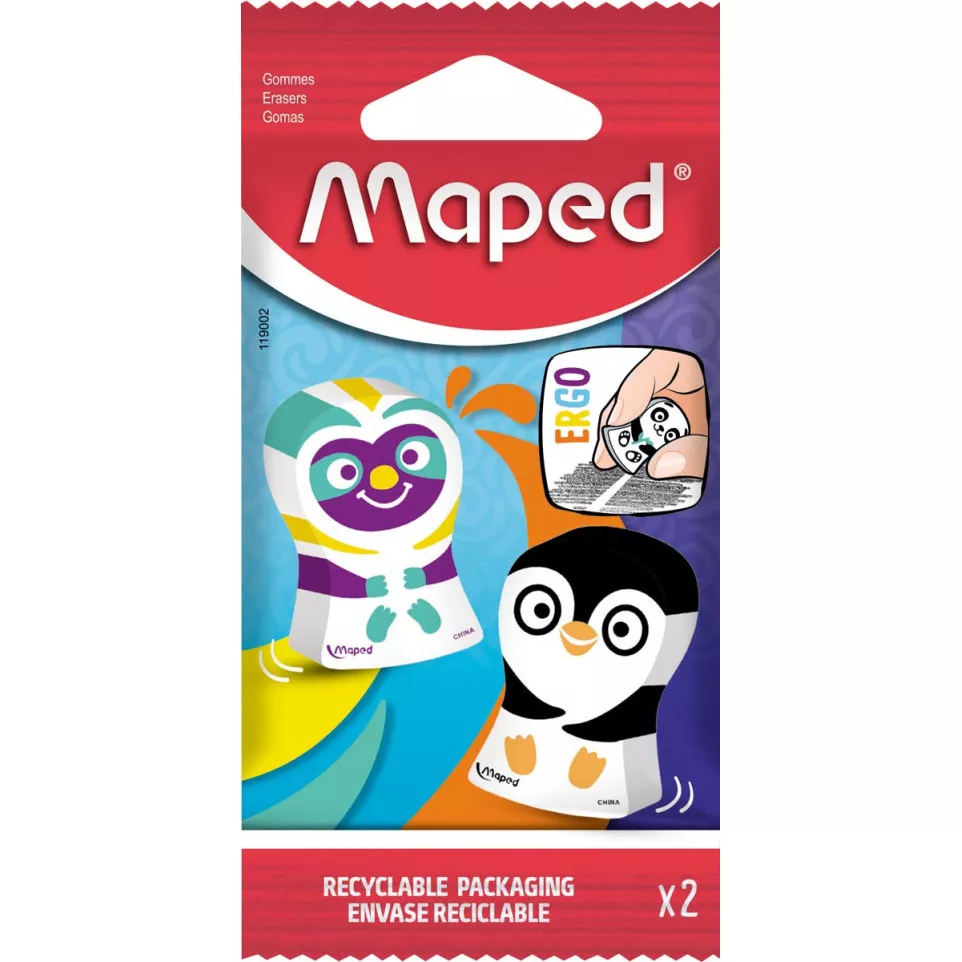 Maped gomme Ergo Fun, blister de 2...