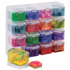 Really Useful Box transparante muurkubus met 16 gekleurde opbergdozen van 0,14 liter