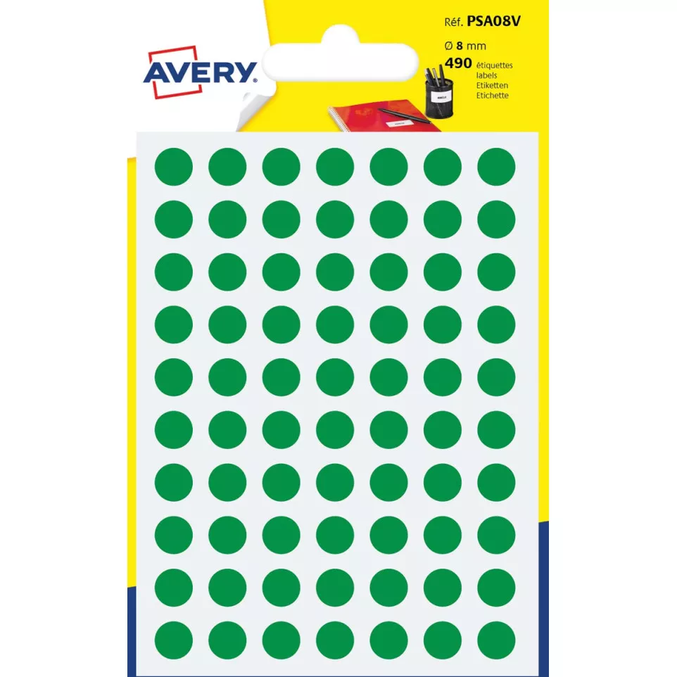Avery PSA08V Green Dot Labels 8mm...