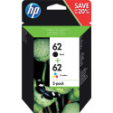 HP 62 2-Pack Black and Tri-Color Original Ink Cartridges N9J71AE 165-200 Pages