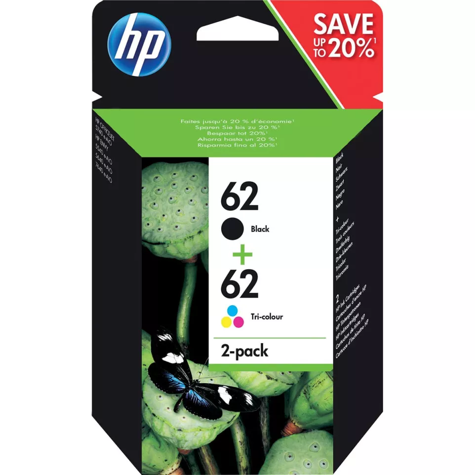 HP 62 2-Pack Black and Tri-Color...