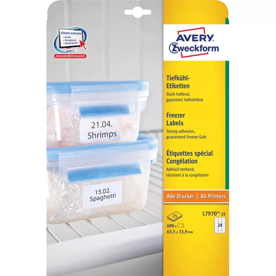 Avery diepvriesetiketten Ft 63,5 x...