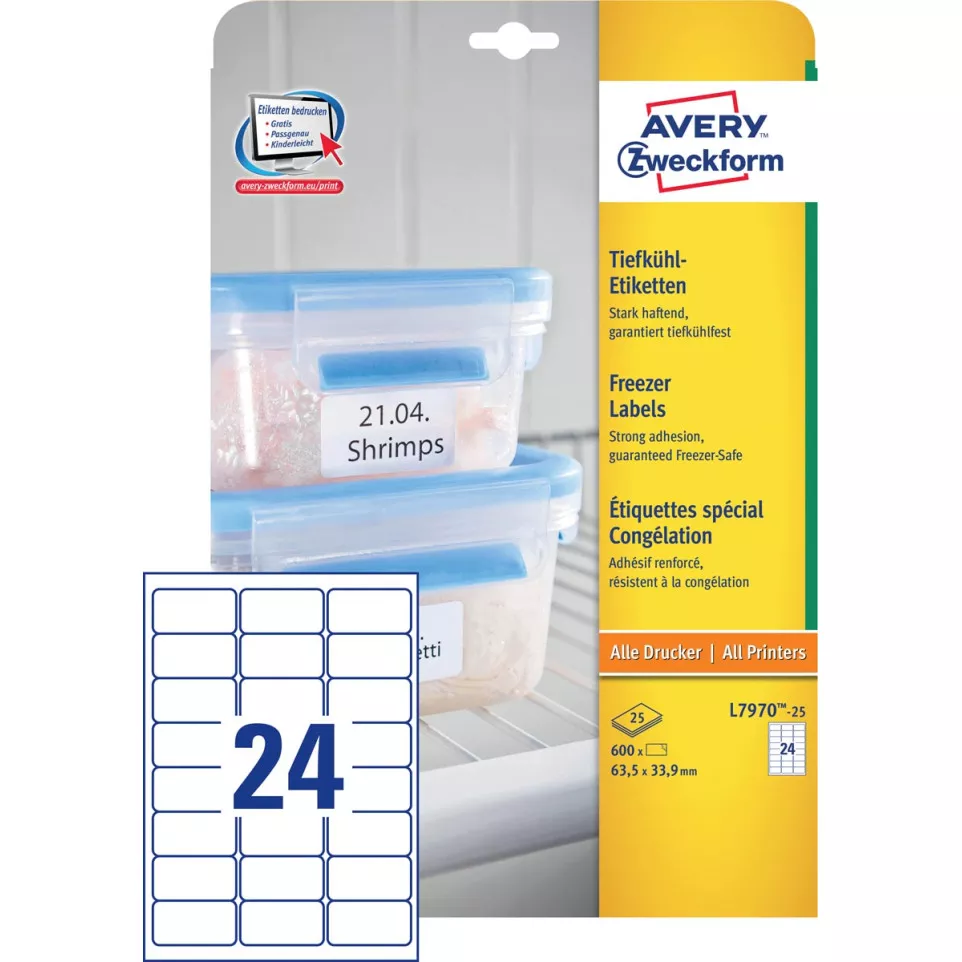 Avery freezer labels 63.5 x 33.9 mm...