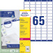 Avery L7651, Etiquettes d'expédition, Laser, Ultragrip, blanches, 100 pages, 65 per page, 38,1 x 21,2 mm