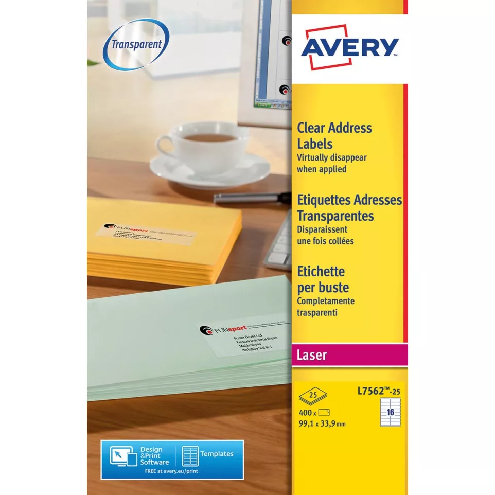 Avery transparante etiketten...