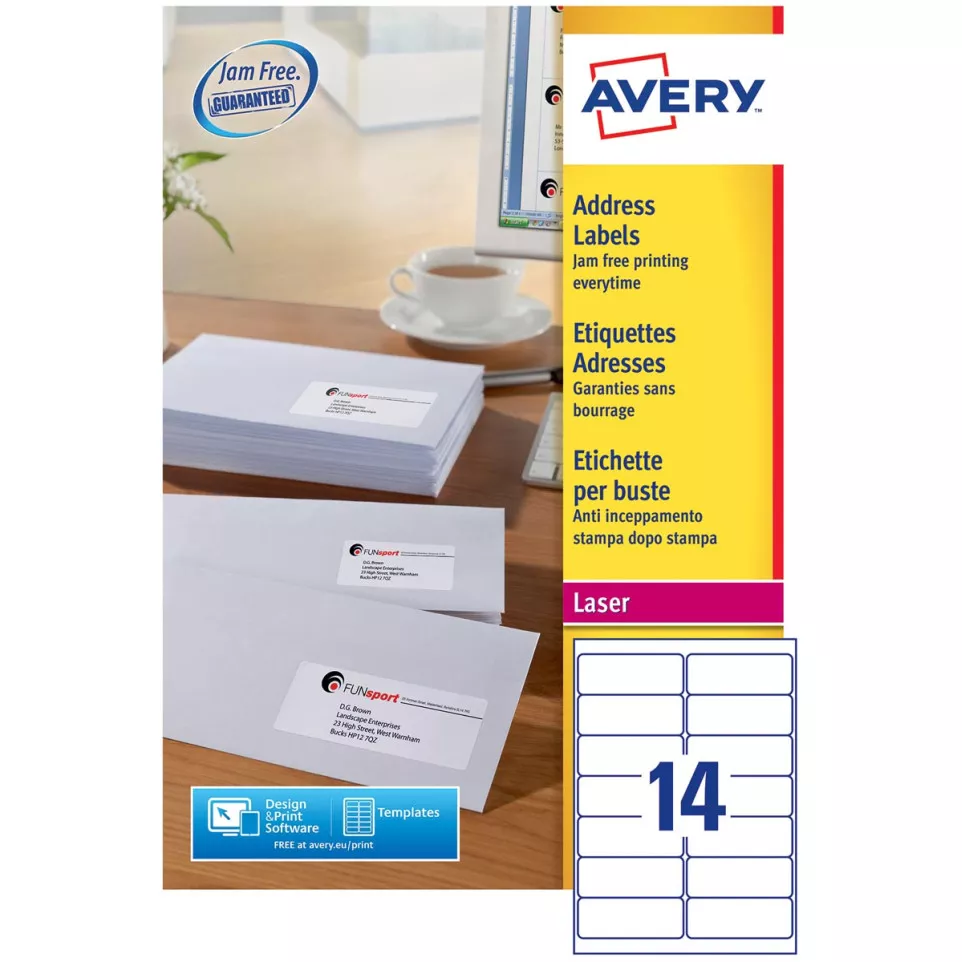 Avery L7163, Adresetiketten, Laser,...