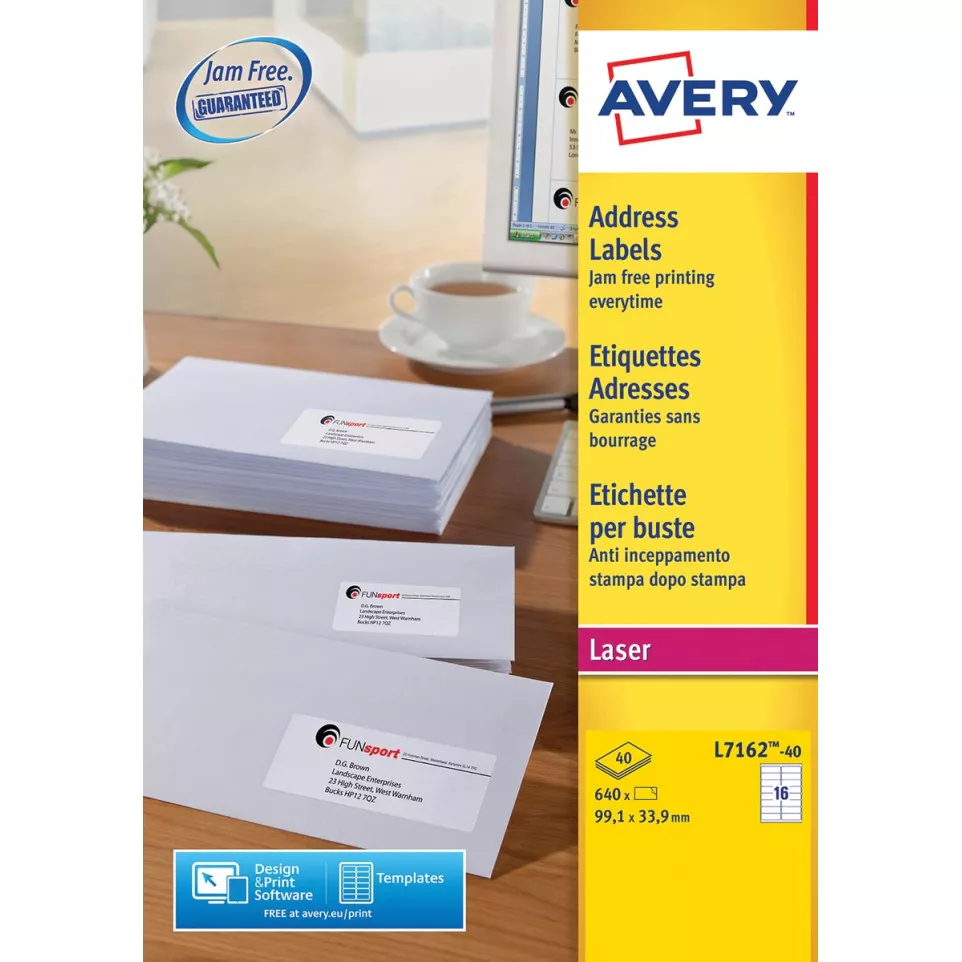 Avery L7162, Adresetiketten, Laser,...