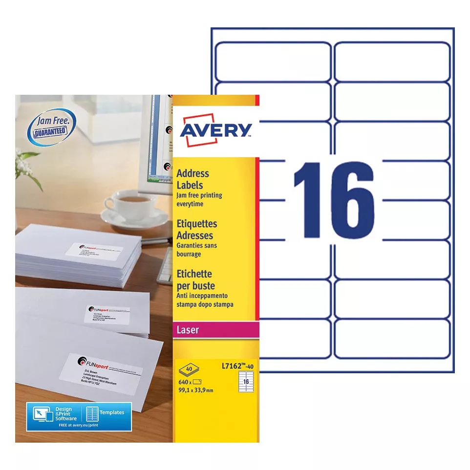 Avery L7162, Adresetiketten, Laser,...