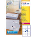 Avery L7160, Etiquettes adresses, Laser, Ultragrip, blanches, 250 pages, 21 per page, 63,5 x 38,1 mm