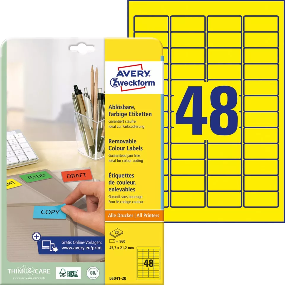 Avery Etiquettes mini jaune