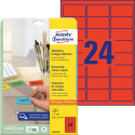 Avery Mini Repositionable Labels 63.5 x 33.9 mm, 480 Pieces, 24 per Sheet, Red