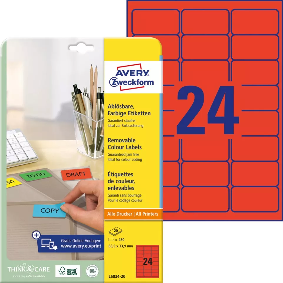 Avery Mini Repositionable Labels 63.5...