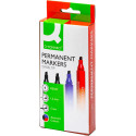 Q-CONNECT permanente marker, 2-5 mm, schuine punt, geassorteerde kleuren, etui van 4 stuks
