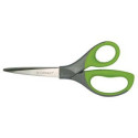Q-CONNECT ciseaux Premium, ft 21 cm, droite en gauche, bouts pointus, inox, gris/vert, blister de 1 pièce