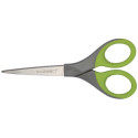 Q-CONNECT ciseaux Premium, ft 17 cm, droite en gauche, bouts pointus, inox, gris/vert, blister de 1 pièce