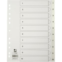 Q-CONNECT tabbladen, A4, PP, 11-gaatsperforatie,met indexblad, set van 1-10, wit