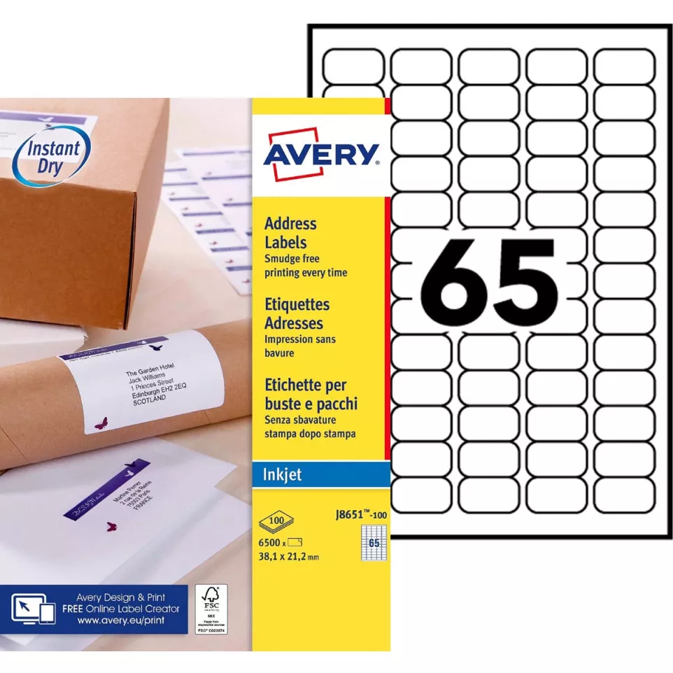 Avery witte etiketten QuickDry ft...