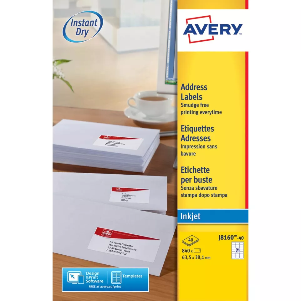 Avery J8160-40 adresetiketten ft 63,5...