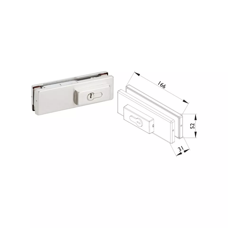 Glass Door Lock 10-12 mm Swing Hermat...