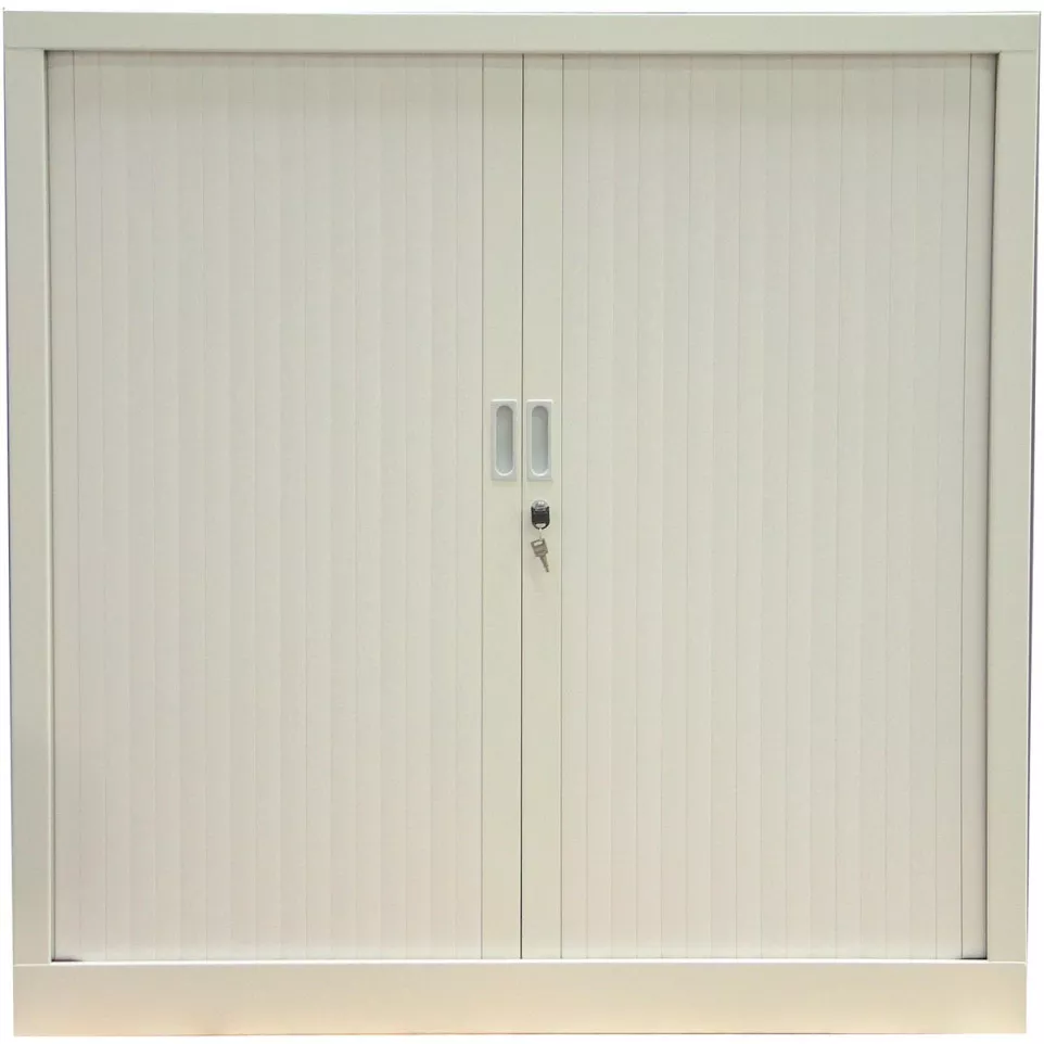 Tambour Door Cabinet, 136 cm High, White