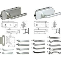 GENOVA Glass Door Lock 8–10 mm for Handle Only Brushed Aluminum F1 per piece
