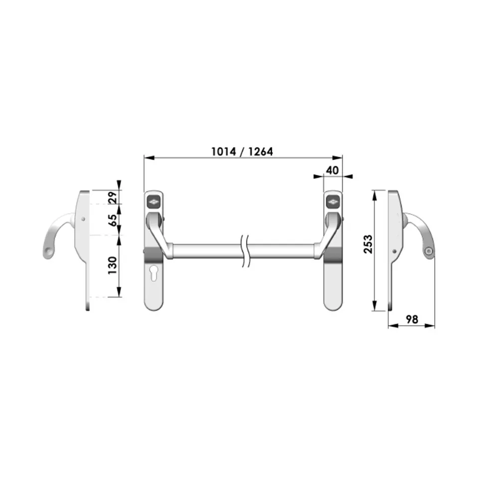 Barre antipanique JPM NORMA 900 mm...