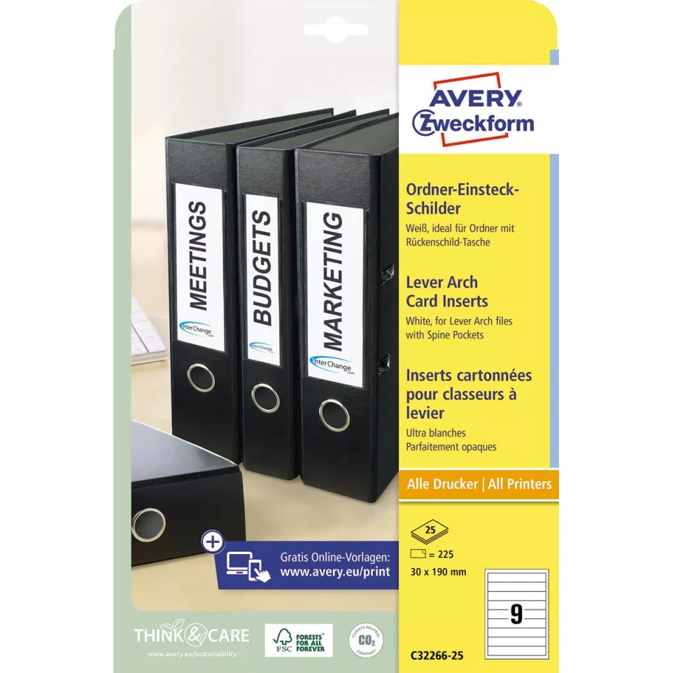 Zweck Narrow Bristol Cards for Binder...