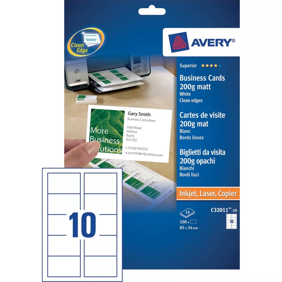 Avery visitekaarten 200 g/m², Ft 85 x...