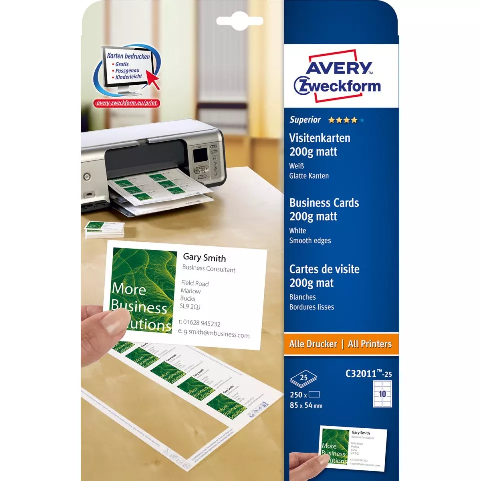 AVERY cartes de visite Quick&Clean...