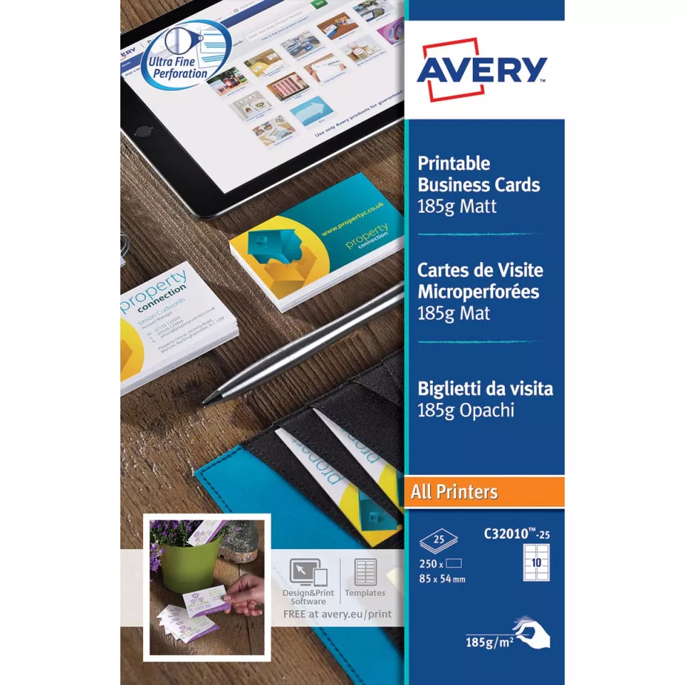 AVERY visitekaarten 185 g/m², 10 per...
