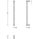 Square Door Pull U90° 25x25mm Axis 1000mm Brushed Stainless Steel per piece