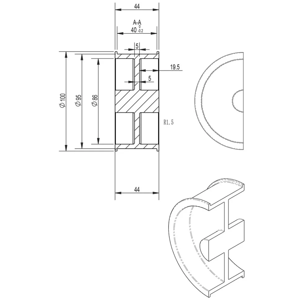 Cirkel schuifdeurgreep (40mm) satijn...