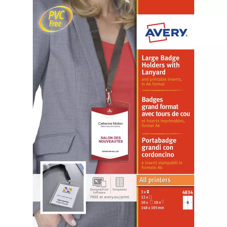Avery grote badge met lanyard zwart,...