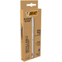 Bic balpen Cristal Re-new, zilveren lichaam, blauwe inkt, doos met 1 stuk en 2 navullingen