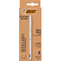 Bic stylo à bille Cristal Re-new, corps argent, encre bleu, boîte de 1 pièce et 2 recharges