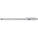 Bic stylo à bille Cristal Re-new, corps argent, encre bleu, boîte de 1 pièce et 2 recharges