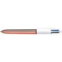Bic stylo bille 4 Colour Shine, or rosé, boîte de 12 pièces