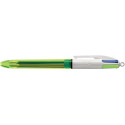 BIC 4 Colours Fluo Ballpoint Pen, Medium Point, 3 Classic Ink Colors and 1 Fluorescent Yellow Highlighter