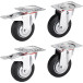 Set van 4 rubberen wielen Ø 125mm (zwenk + rem) / pce