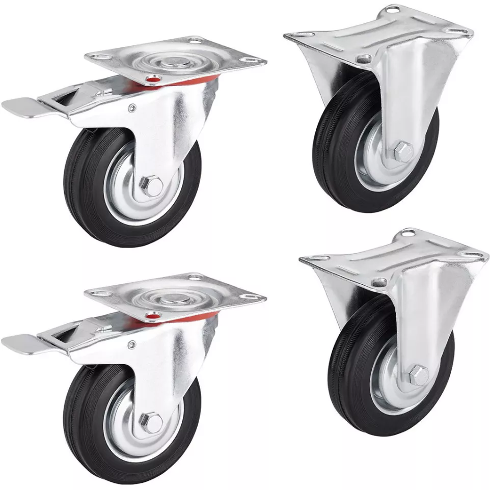 Set van 4 rubberen wielen Ø 125mm...