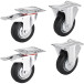 Set of 4 Rubber Wheels 100mm (Fixed and Braked) / pc