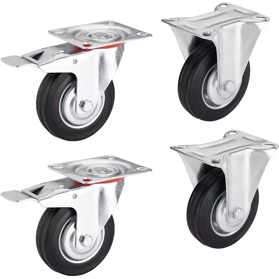 Set van 4 rubberen wielen Ø 100mm...