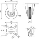 Set van 4 rubberen wielen Ø 100mm (vast + rem) / pce
