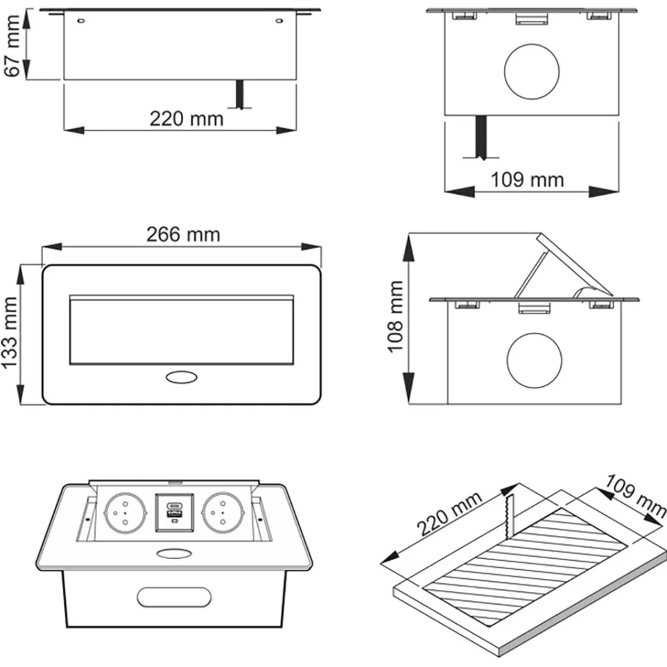 Prise Kombi Box softclose 2 prises...