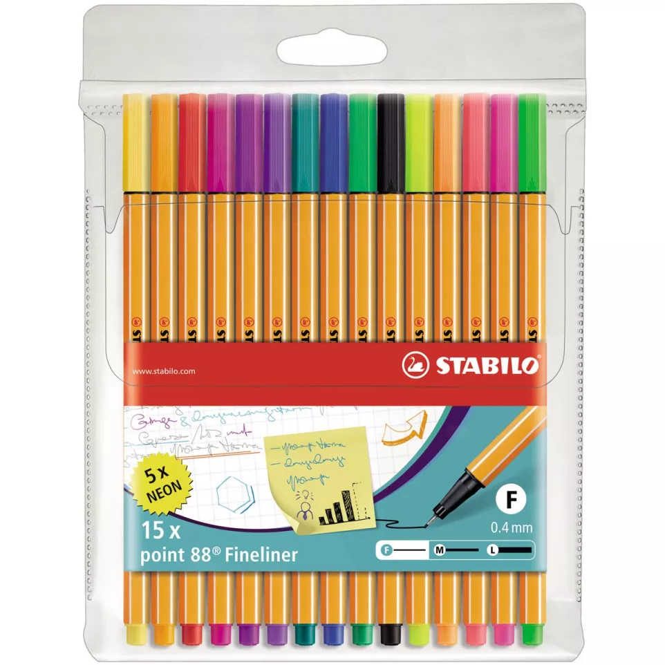 STABILO point 88 fineliner wallet 15...