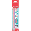 Maped crayon Black'Peps Pastel, avec gomme, étui brochable cartonné de 12 pièces