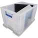 Bankers Box boîte de rangement 85 litres, transparent avec poignées bleues, emballée individ. en carton