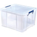 Bankers Box opbergdoos 48 liter, transparant met blauwe handvaten, per stuk verpakt in karton