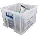 Bankers Box opbergdoos 48 liter, transparant met blauwe handvaten, per stuk verpakt in karton