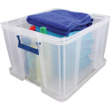 Bankers Box opbergdoos 48 liter, transparant met blauwe handvaten, per stuk verpakt in karton